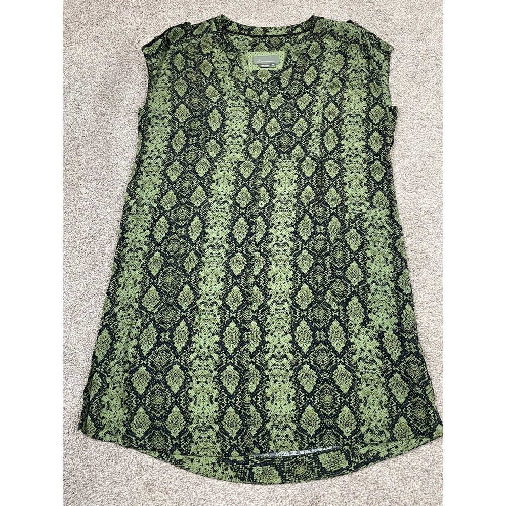 Anthropologie Dress Womens Small Petite SP Green Mini Shift Snake Reputation TV